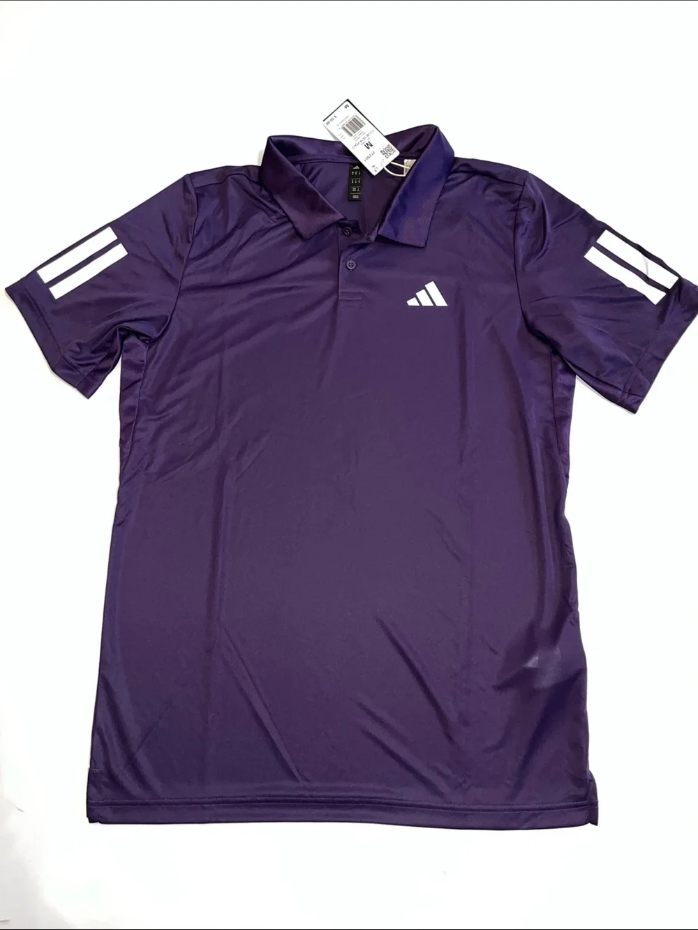 adidas Club Tennis Shirt Mens M 3 Stripes Short Sleeve Polo Plum Purple  NWT $50
